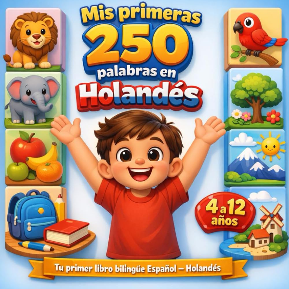 Mis primeras 250 palabras en Holandés: Aprende holandés, Diccionario ilustrado bilingüe español–neerlandés con 250 palabras esenciales para niños.