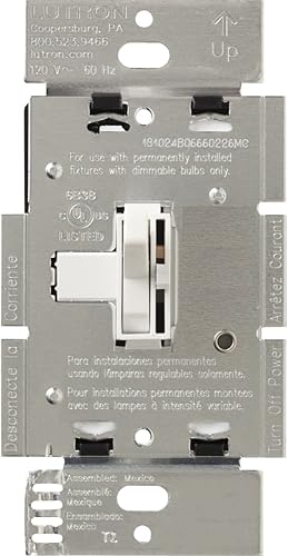 Lutron Toggler - Interruptor de atenuación incandescente, preajuste de 3 vías de 600 W, AY-603P-AL, almendra