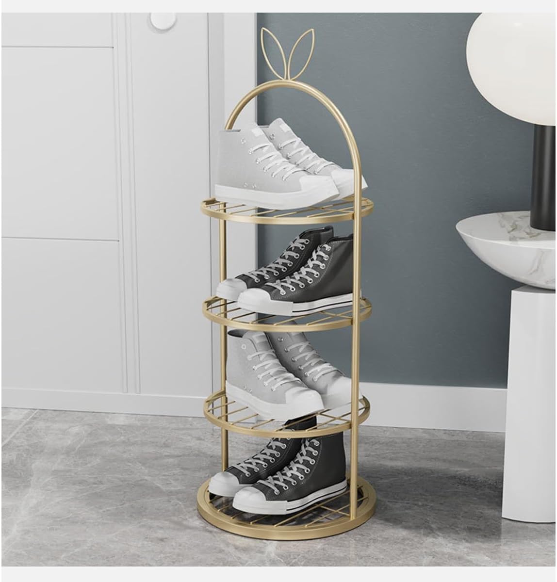 Shoe Racks Door Shoe Organizer Gold Multi-Layer Shoe Rack-Narrow Metal Shoe Storage Holder 3-8 Layers Vertical Shoe Tower for Entryway Hallway Dorm Bedroom 6 Layers