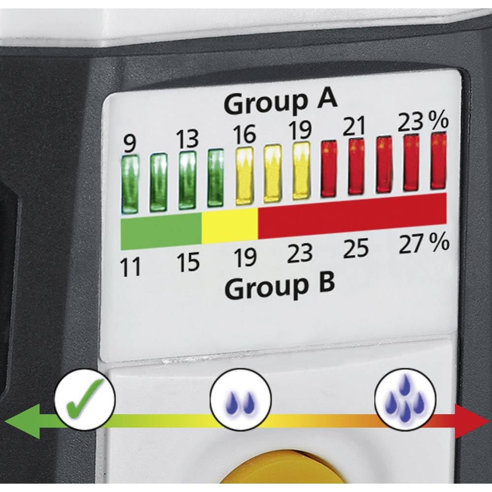 LASERLINER - WoodTester Compact - Wilgotność/Tester wilgotności - Precyzyjne pomiary - Drewno - Wyświetlacz LED - Skala podwójna - Funkcja automatycznego testowania - Łatwa obsługa