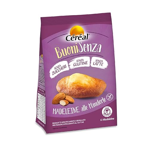 Céréal Madeleine Mandorle, merendine Zero Zuccheri, Senza Glutine, Senza Latte, 180 g
