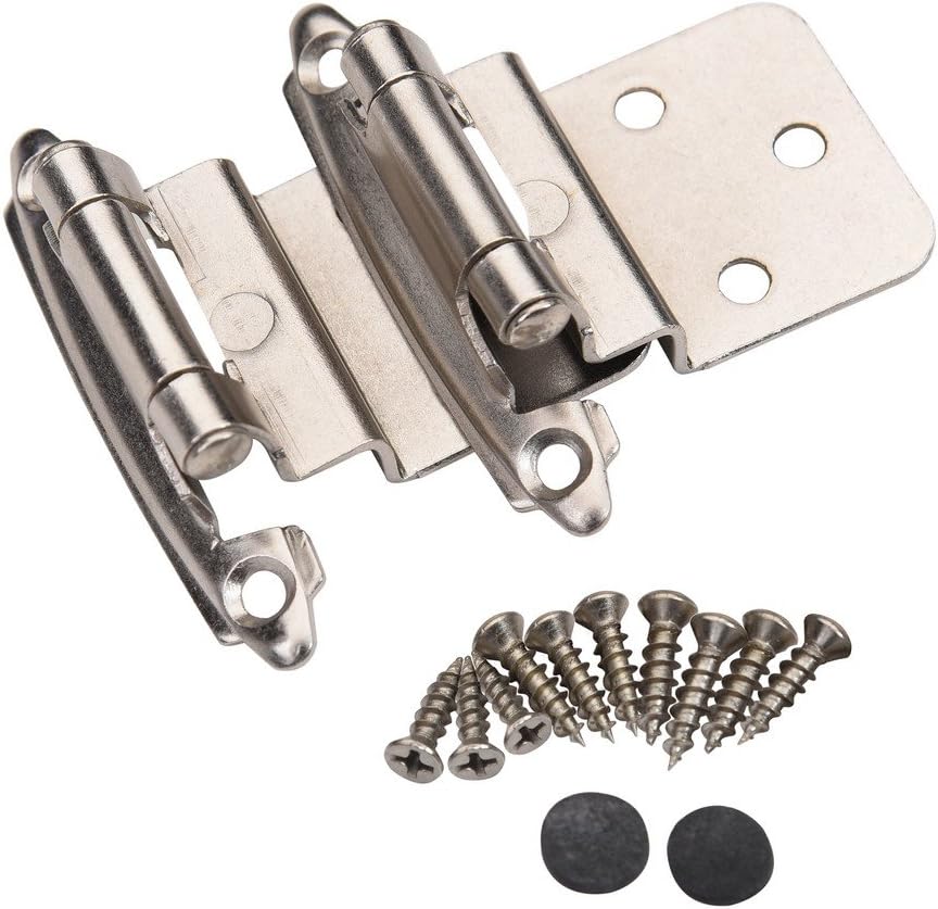 East West Consolidated 62726 Self Closing 3/8 inch Offset Inset Cabinet Hinges Satin Nickel SN (Pack of 25 Pair)