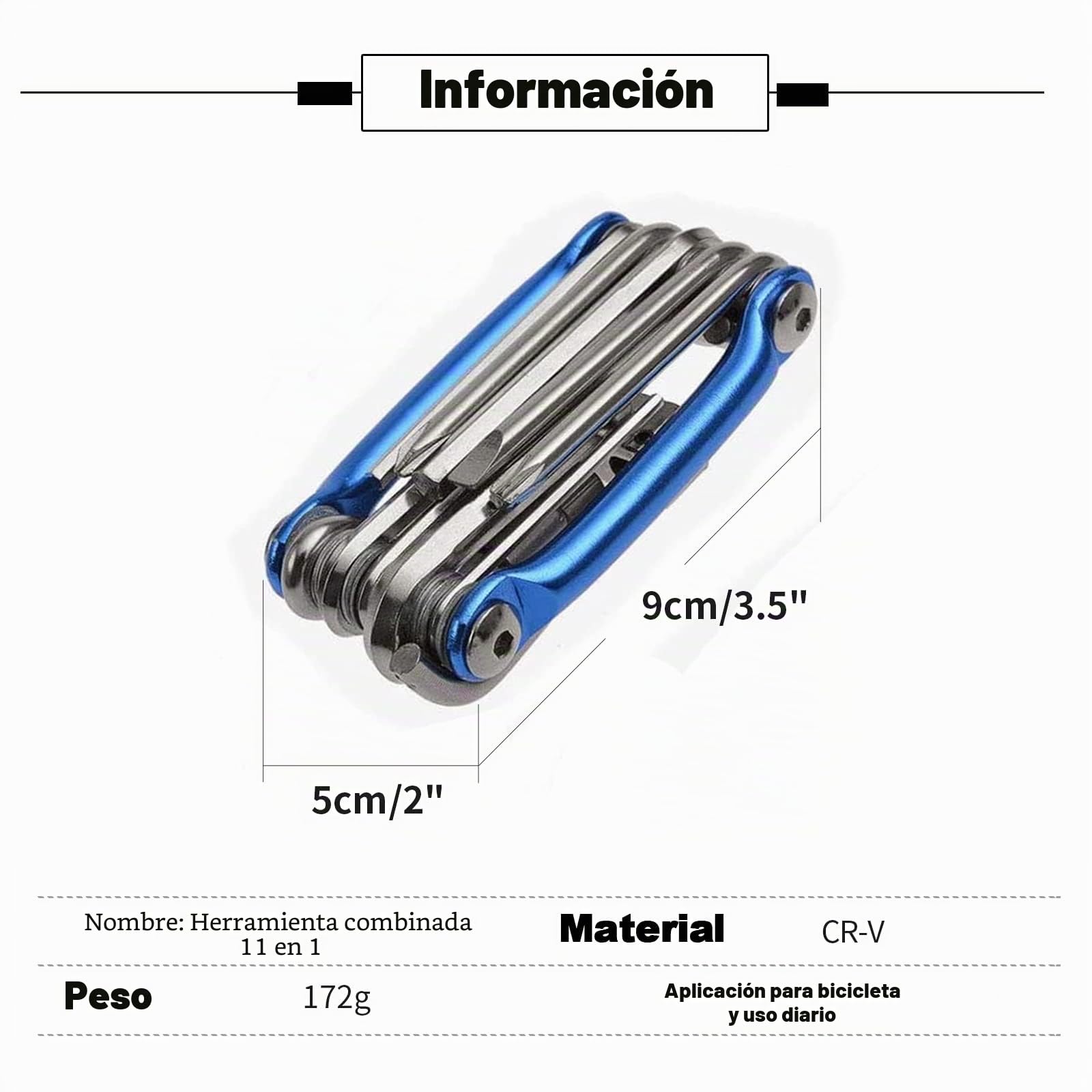 Multiusos Bici Herramientas, Multiherramienta Bici, Mini Bici Plegables Herramientas 11 en 1 Multifunción Bicicleta Reparacion Herramientas Mantenimiento Herramientas Kit (Azul)