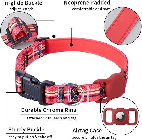 Miniatura 7 de Collar AirTag para gatos, collar acolchado de neopreno suave para perros extra pequeños, collar de poliéster para cachorros con funda de silicona