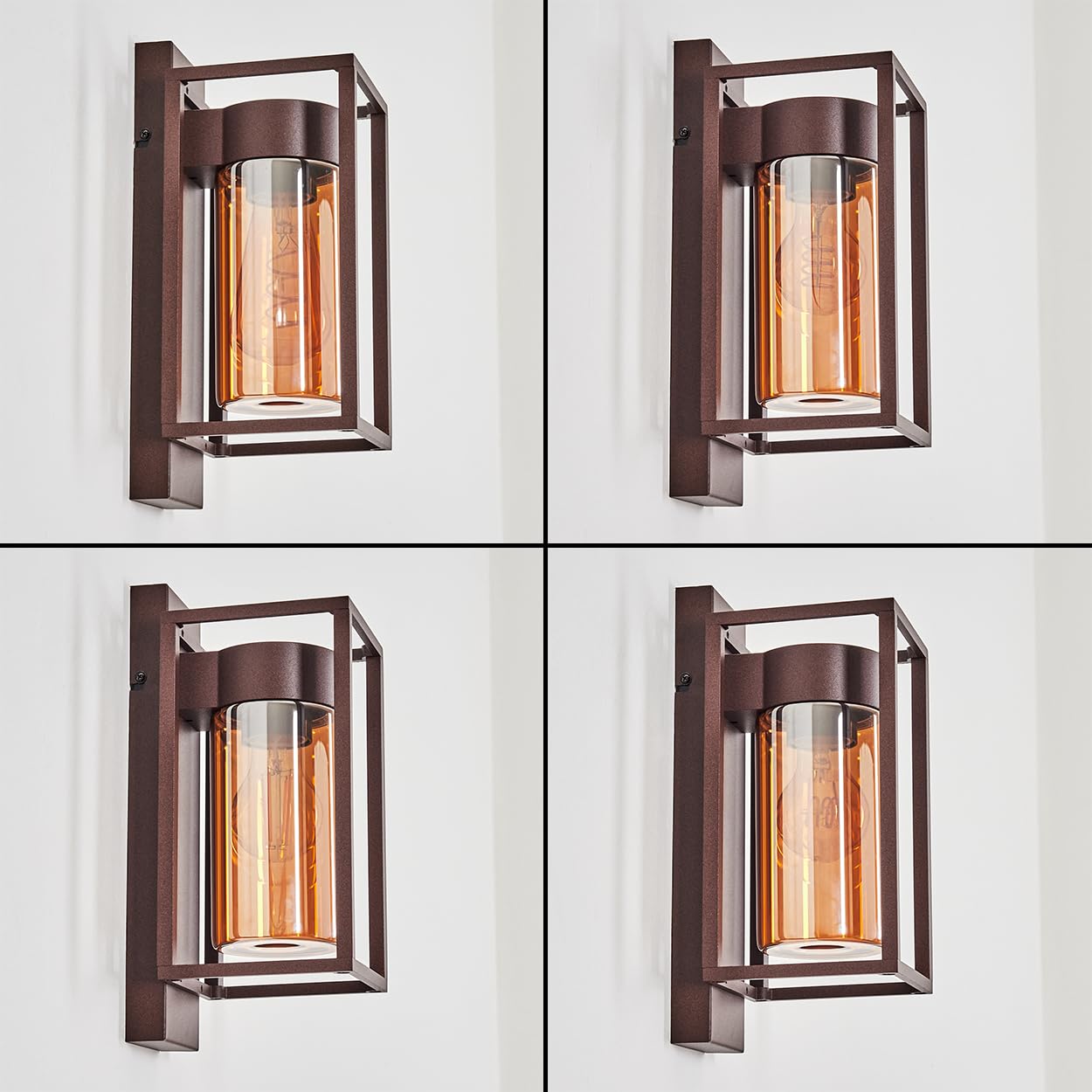 HOFSTEIN Außenwandleuchte Boucinho, Außenwandlampe aus Metall/Glas in Rost/Bernstein, Wechselglas Klar, Wandleuchte Down außen mit tollem Lichteffekt, E27, IP44, Hof, Außenbereich, Terrasse, Haustüre