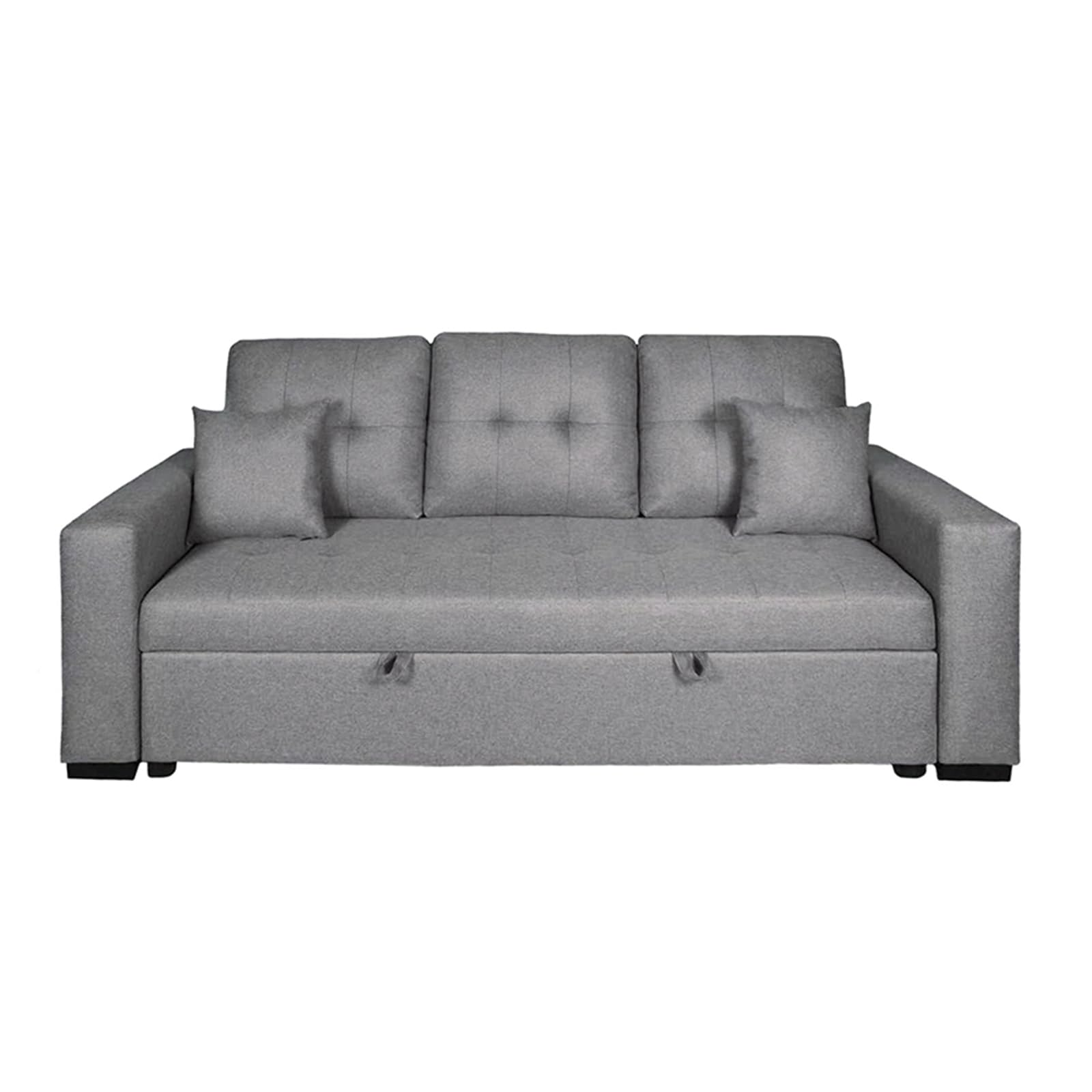 amuéblate Online - Sofá Cama de 3 Plazas Modelo Hugo, Diseño Moderno, Cómodo, Práctico y Funcional, con Reposabrazos y 2 Cojines Decorativos de Regalo, Gris