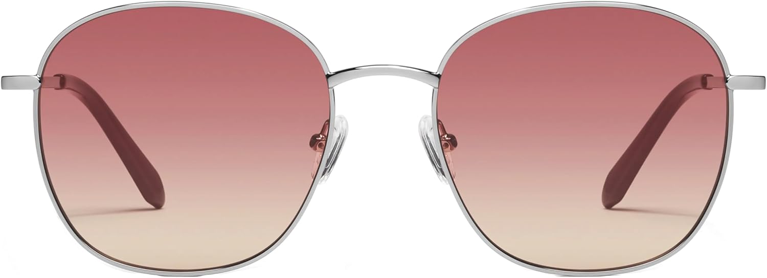QUAY - Women's Sunglasses, Round Lenses with UV Protection (Jezabell, Silver/Pinot Taupe)