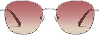 Women's Sunglasses, Round Lenses with UV Protection (Jezabell, Silver/Pinot Taupe)