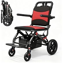 Wheelchair, Foldable, Lightweight, Compact and Easy to Carry, Multi-functional, Wheelchair, Load Capacity 220.5 lbs 100 kg, Ergonomic Seat Cushion, Abrasion Resistant Honeycomb Wheels, Shock