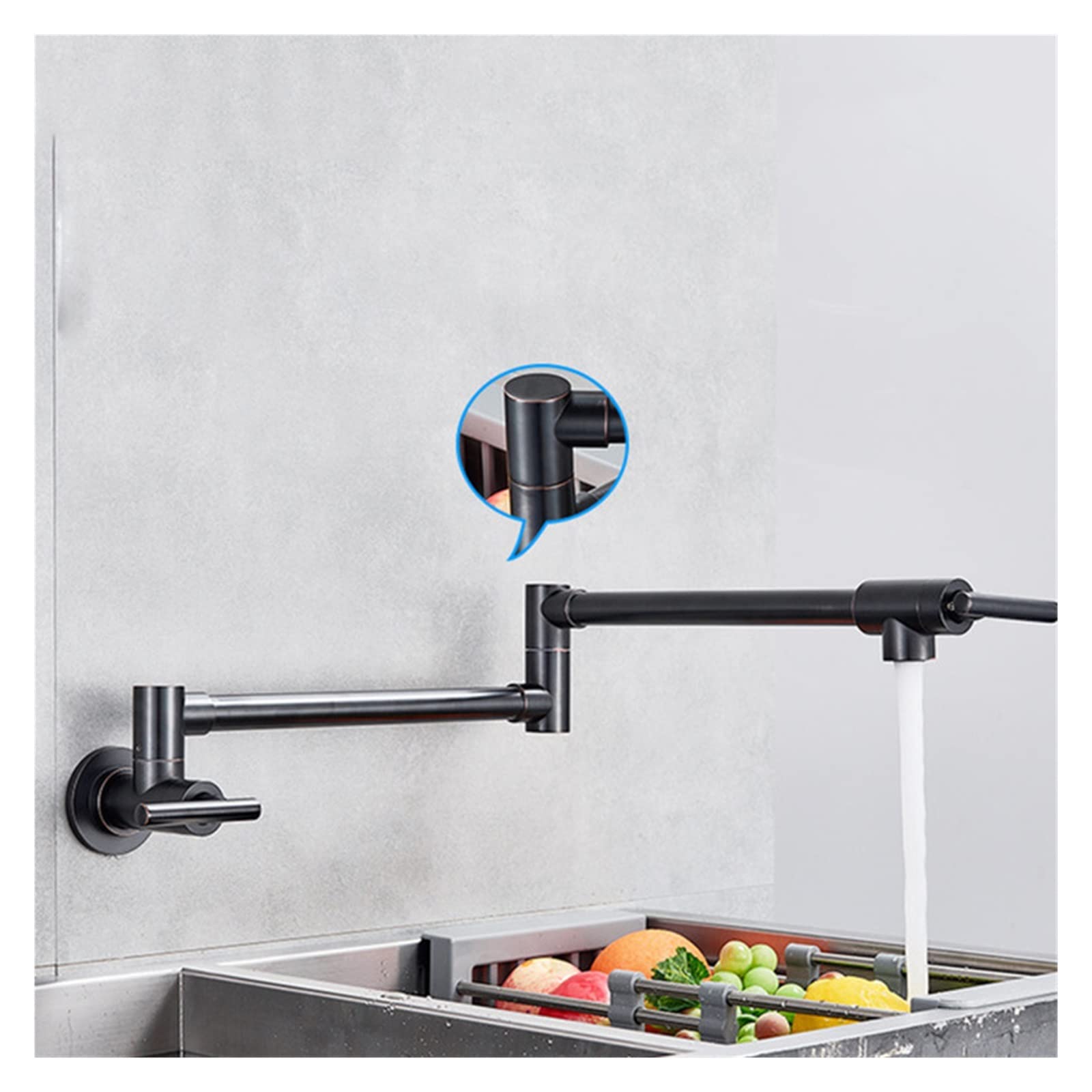 Folding Single Kitchen Faucet Sink Pot Filler Cold Water Wall Mount Tap Brass Faucets Chrome Brushed Nickel Oil Rubbed,Durability(Oil Rubbed Bronze B)
