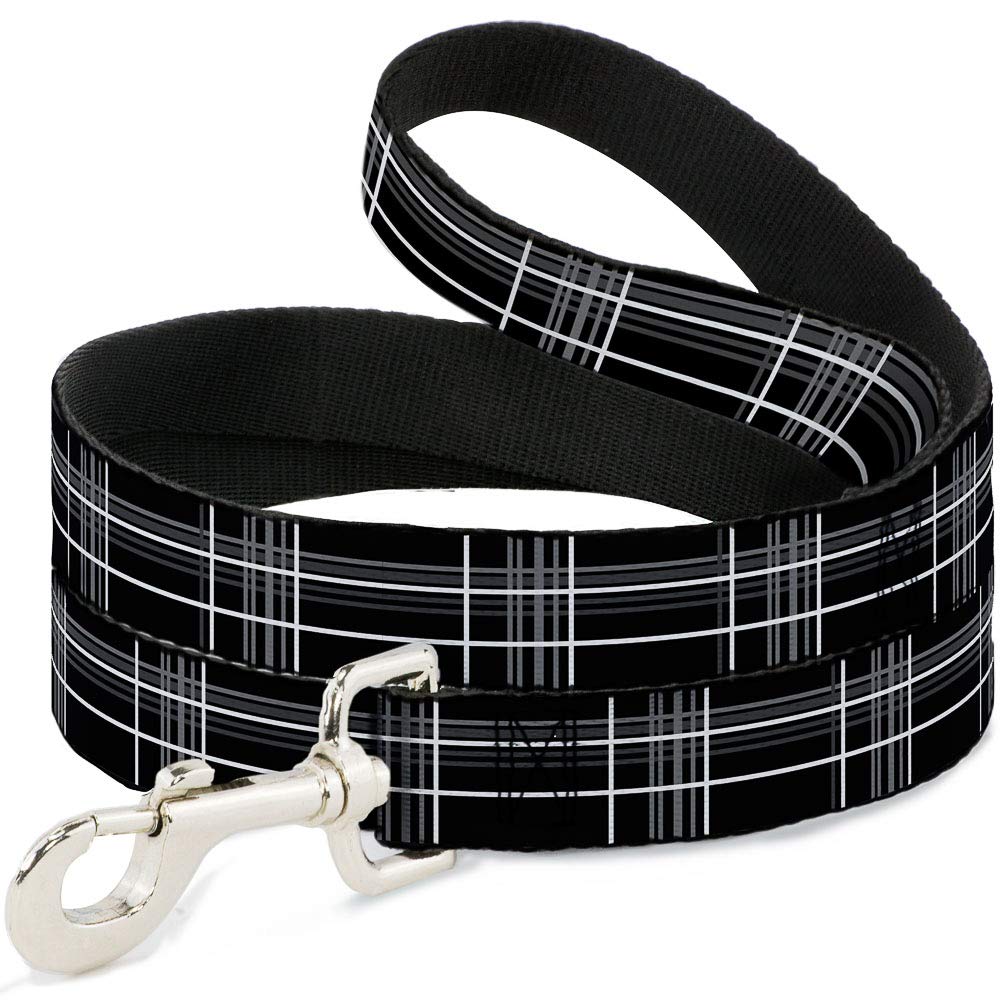 Laisse pour animal domestique Buckle Down plaid noir gris 1m80