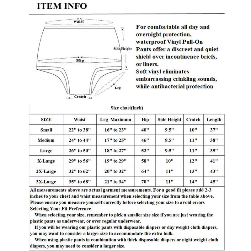 3 Pack Plastic Adult Incontinence Pants,Plastic Pants for Adults with Transparent Plastic Diapers, Waterproof and Reusable Elderly Diapers,Suitable for Adult Men and Women