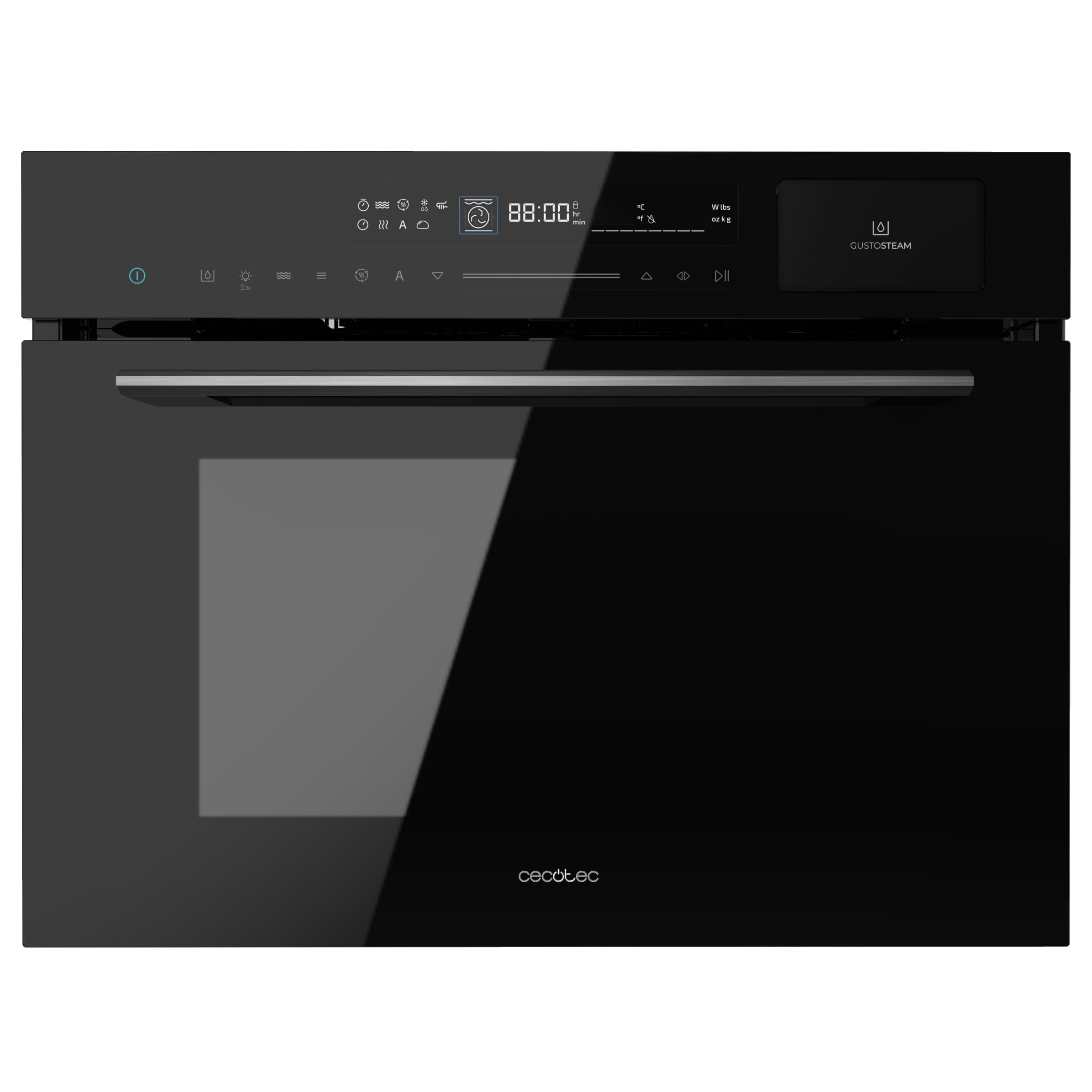 Cecotec Bolero Hexa MWS704500 Glass Black Integrable Microwave Oven 60 x 45 cm. 3000W, 50L Capacity, 20 Functions with Full Steam, Eco Mode, Defrost, Steam EasyClean, Electronic Timer