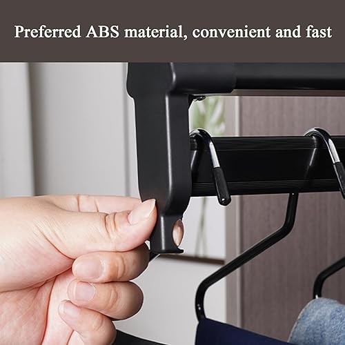 Miniatura 6 de Percha de acero inoxidable extraíble para ropa, barra ajustable para armario, barra de perchero para pantalones, 55.1 lbs, negro, 10.236 in