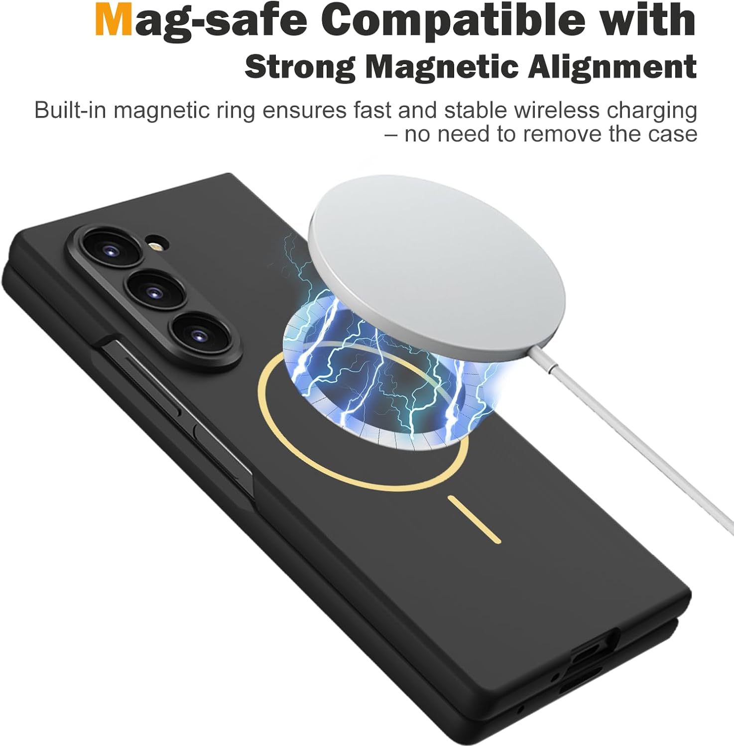 SHIEID Galaxy Z Fold 7 Case Built-in Magnetic Ring for Mag-Safe, Slim Protective Case with Screen Protector Front Cover for Samsung Galaxy Z Fold 7, Black