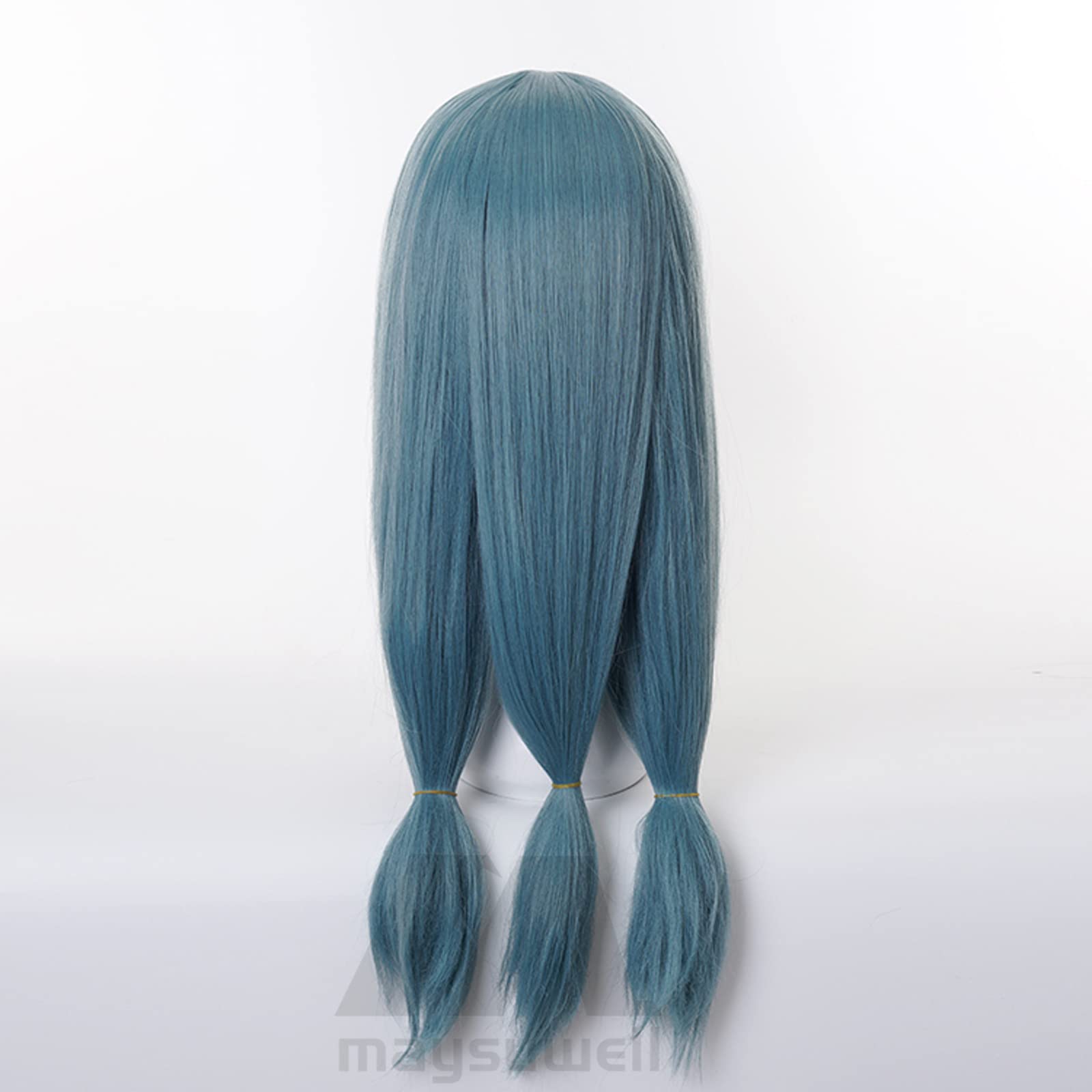 Lake Blue Three Ponytail Long Heat Resistant Synthetic Straight Hair Halloween Anime wig for Women Cosplay Rple Party Replacement Wigs - Image 4