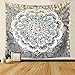 Blue Lotus Floral Mandala art Tapestry Wall Hanging, Psychedelic Flower Bohemian Hippie Tapestries Wall Decor, 60x80, Large Grey