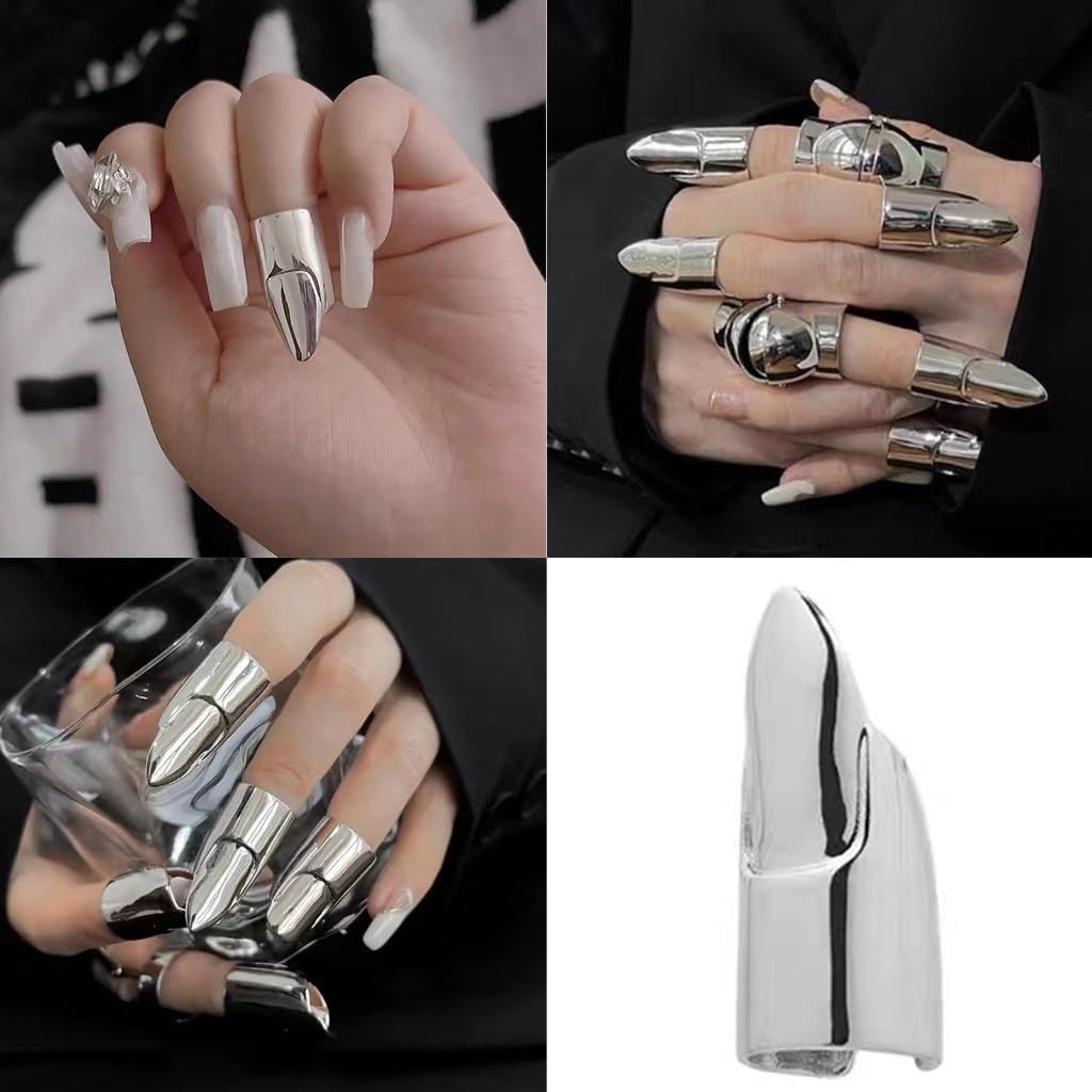 Alloy Metal Rings Punk Nails Rings Unique Alloy Texture Suitable for Fashion Enthusiasts and Jewelry Lovers
