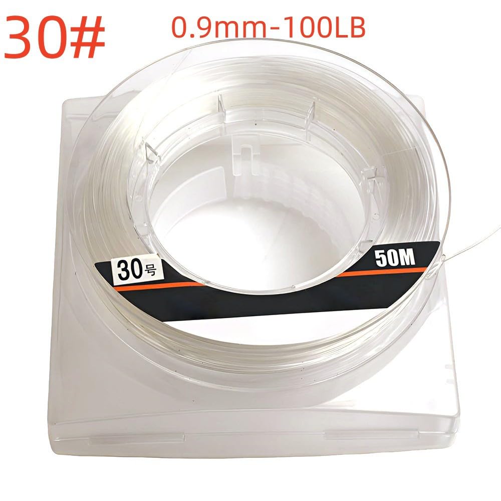 ZYNCUE Ligne de pêche fluorocarbone 50 m monofilament solide bas visibilité usure récif mer pêche 18 à 45,4 kg