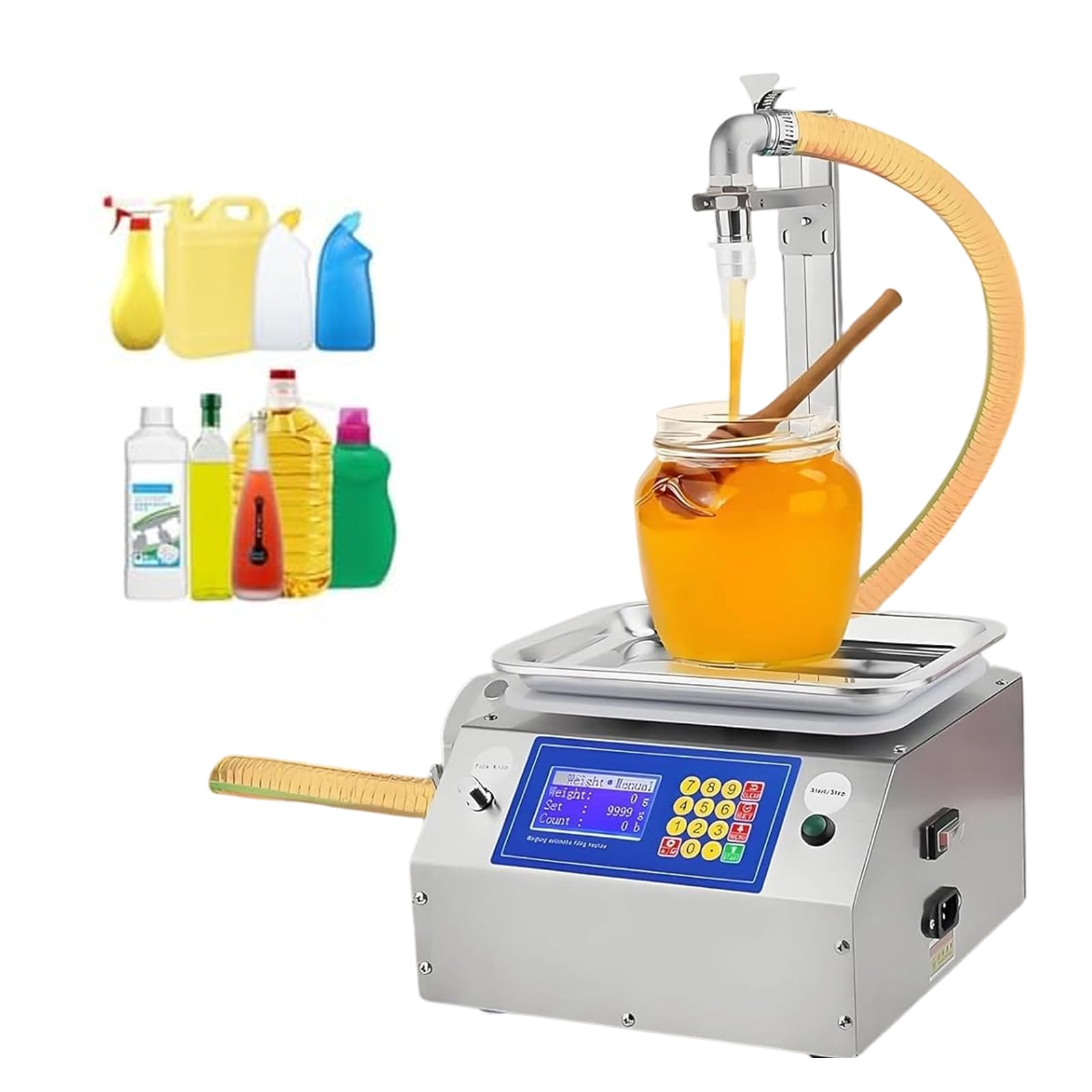 Xjymposium Multicolor Automatic Viscous Liquid Filling Machine For Honey, 10G-10000G Capacity, High-Speed 7L/Min Viscous Liquid Filler For Syrups, Oils, Sauces, And Pastes 7L