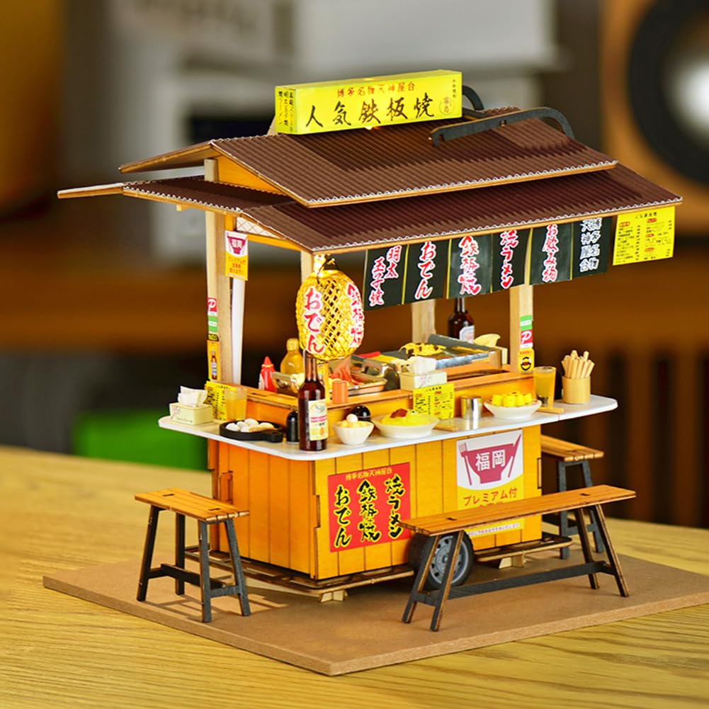 Kit fai da te per casa delle bambole in miniatura, negozio giapponese, casa delle bambole in legno, kit per casa delle bambole con mobili da costruire, giocattolo puzzle per regali creativi