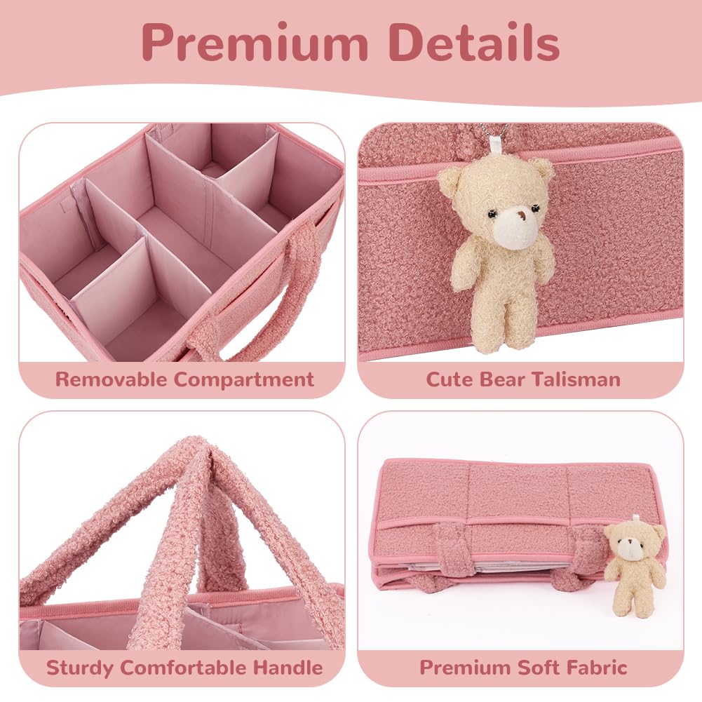 HAGOT Nappy Caddy, Large Capacity Foldable Travel Diaper Organizer, with Compartments, for Wet Wipes and Baby Items - Image 3