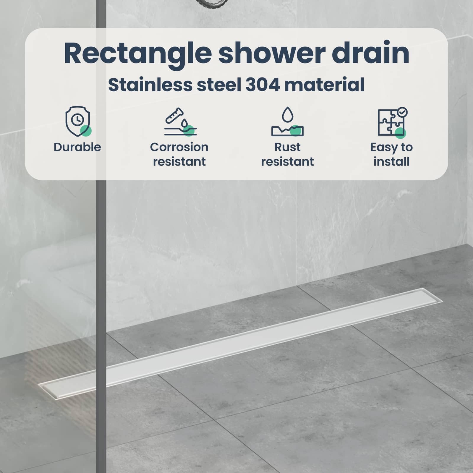 vidaXL Scarico Doccia 2-in-1 con sifone a 360° Argento 80 cm, Ristrutturazione Bagno, componente Doccia Moderno, Installazione Scarico Rettangolare per drenaggio e impianto Idraulico