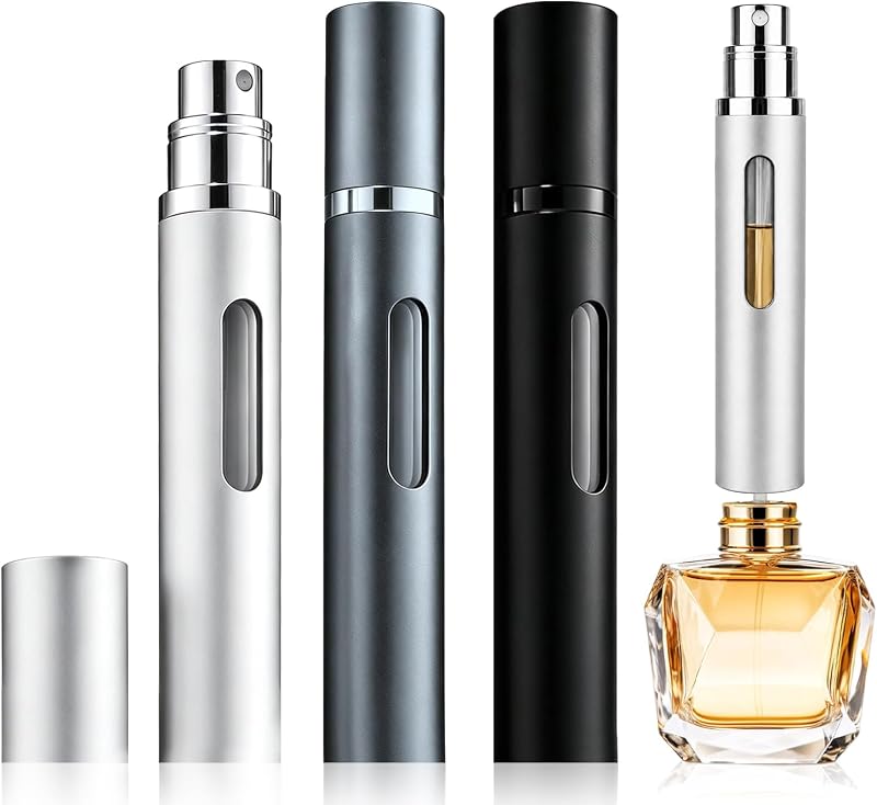 DOMOTECH Frasco Recarregável para Perfume com Atomizador de Enchimento Inferior 10 mL, Pacote com 3