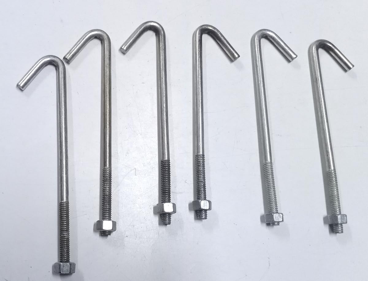 Generic 8mm Threaded J Hook (V Type) (Height - 160mm) (6 Pcs)