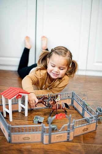 Miniatura 7 de Juego de establo para caballos, juguetes de caballos para niñas y niños con jinete, figuras de animales de granja, juguetes de juego de simulación