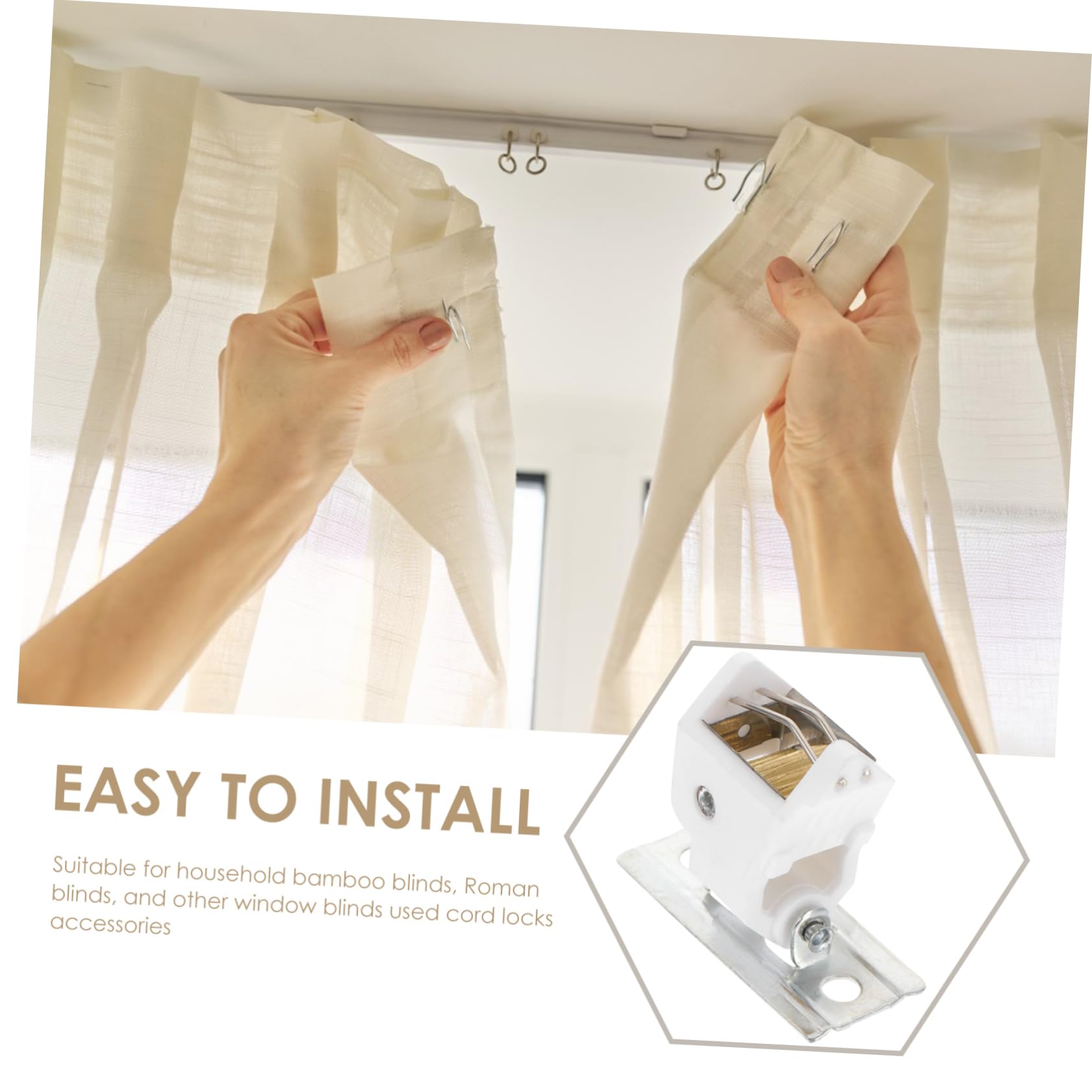 HOOTNEE 4pcs Roman Shade for Windows Cord Locks Roller Blind Fastener Stainless and Polyester Easy to Install