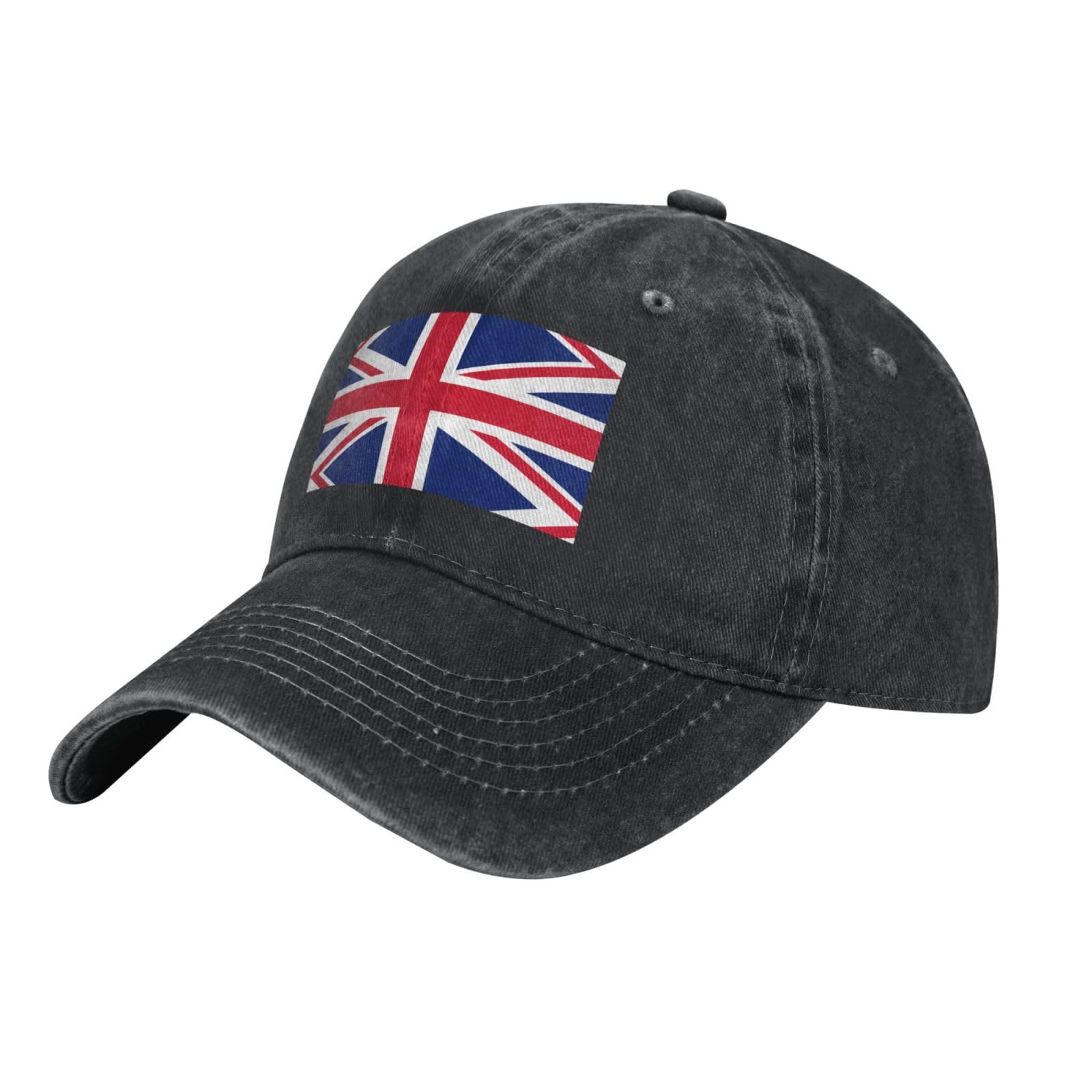 Wbqlsl Unisex Black British Flag Casual Baseball Cap, Quick-Drying Breathable Golf Cap, Sun Visor