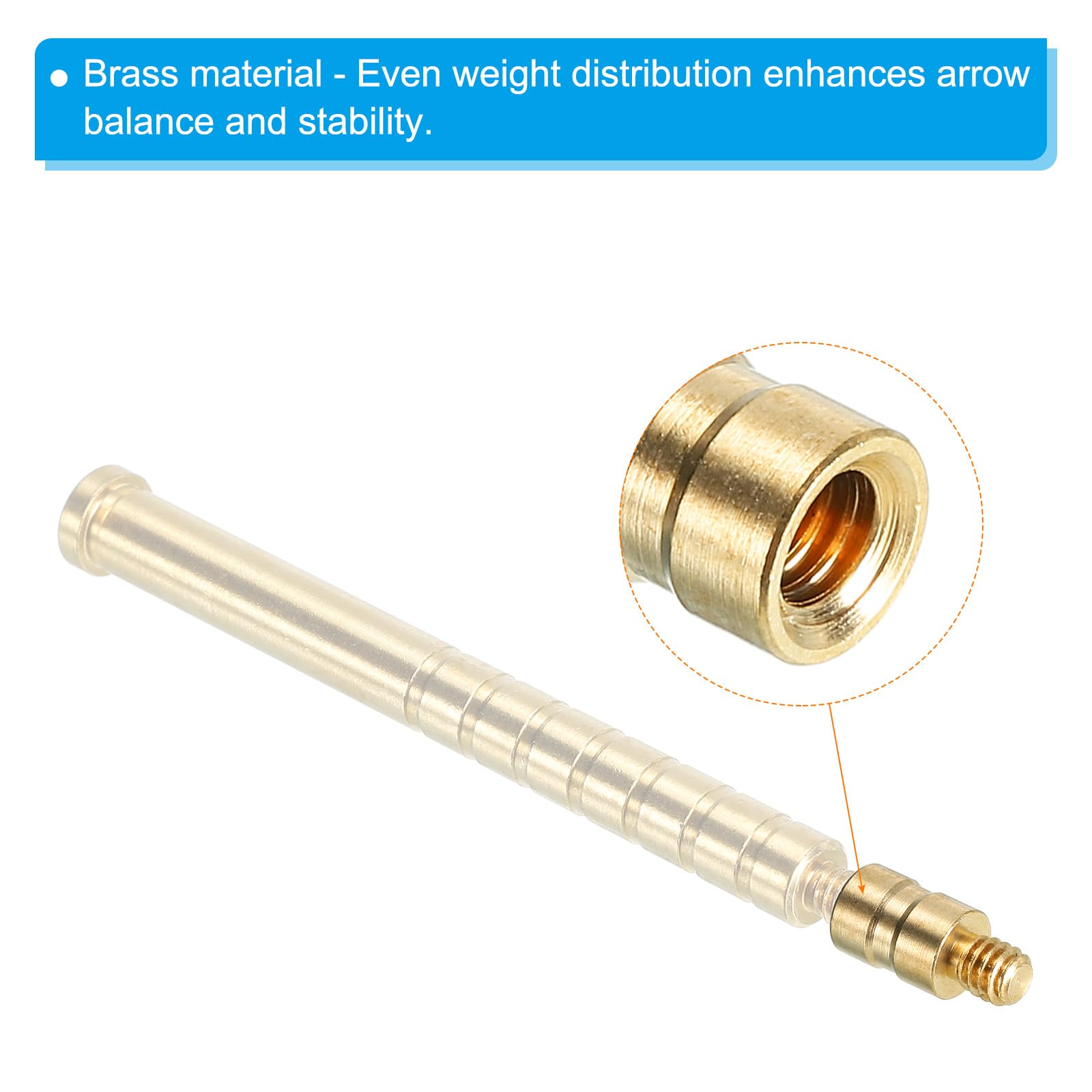 PATIKIL 25 Grain Archery Arrow Brass Insert, 8 Packs Insert Screw Copper Brass Arrow for .244/6.2mm Carbon Arrows - Image 4