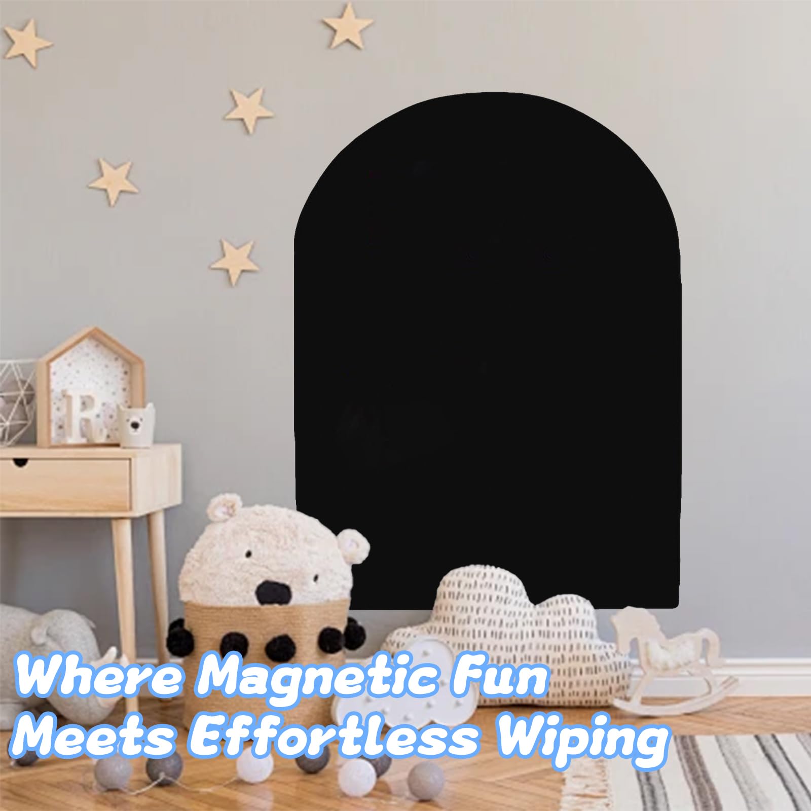 Tableau Magnétique Mural, 80x100cm Tableau Noir Adhésif Enfant Sticker Mural Magnétique Arche Film Tableau Ardoise Autocollant Effaçable Tableau Dessin Mur pour Chambre Salle de Classe avec Craies