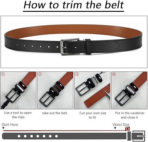Miniatura 5 de DOOPAI Cinturón de cuero para hombre, cinturón de vestir de piel de vaca auténtica de 1 38 pulgadas para el trabajo, con ajuste de tamaño rápido