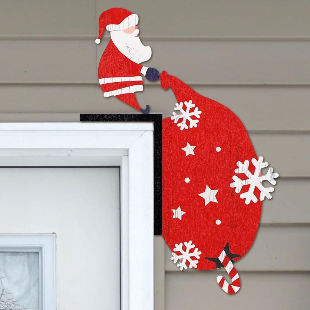 Decoratie voor kerstdeur van hout | Functies Houten figuren