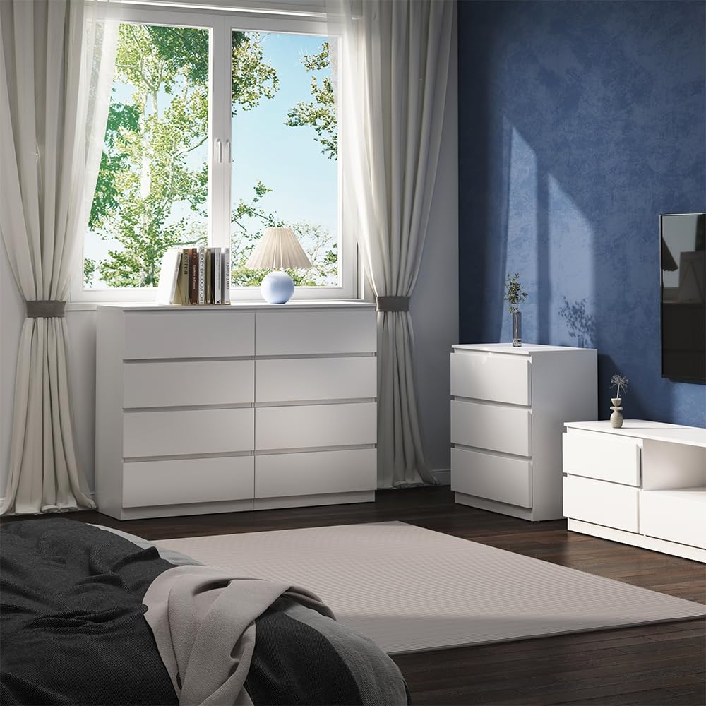 Vicco Cassettiera Calisto, Bianco, 39 x 101.5 cm