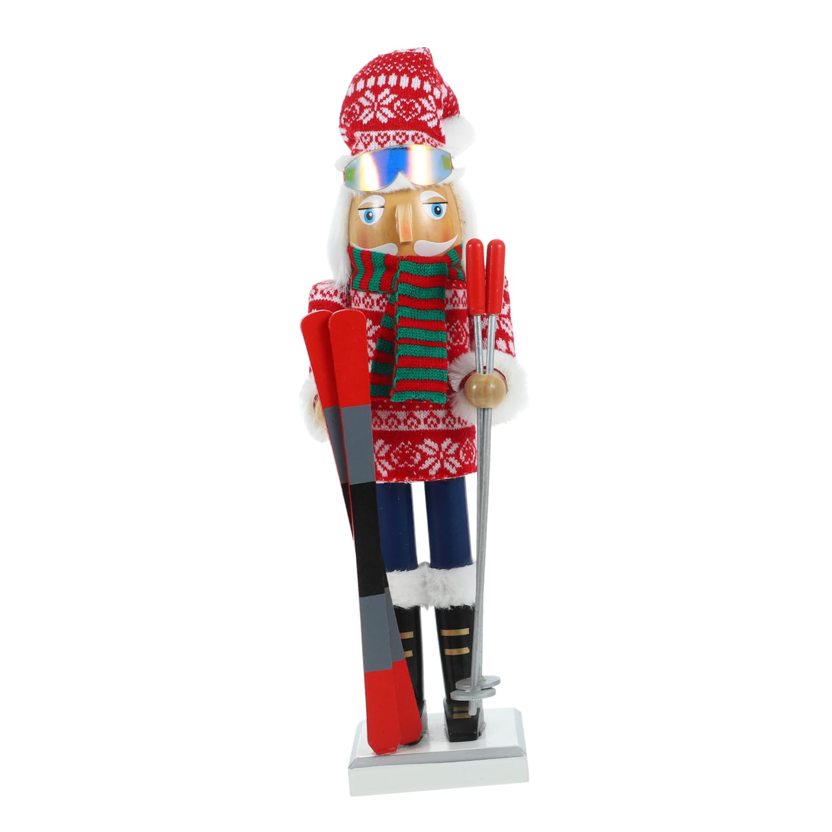 Idée Cadeau Noël : Casse-Noisette en Bois 38 CM Écharpe Rayée Multicolore