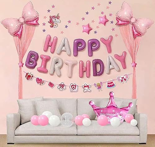 Miniatura 4 de Cartel de globos de feliz cumpleaños de color rosa morado, letrero de letras de papel de aluminio de Mylar de 16 pulgadas, globos reutilizables para