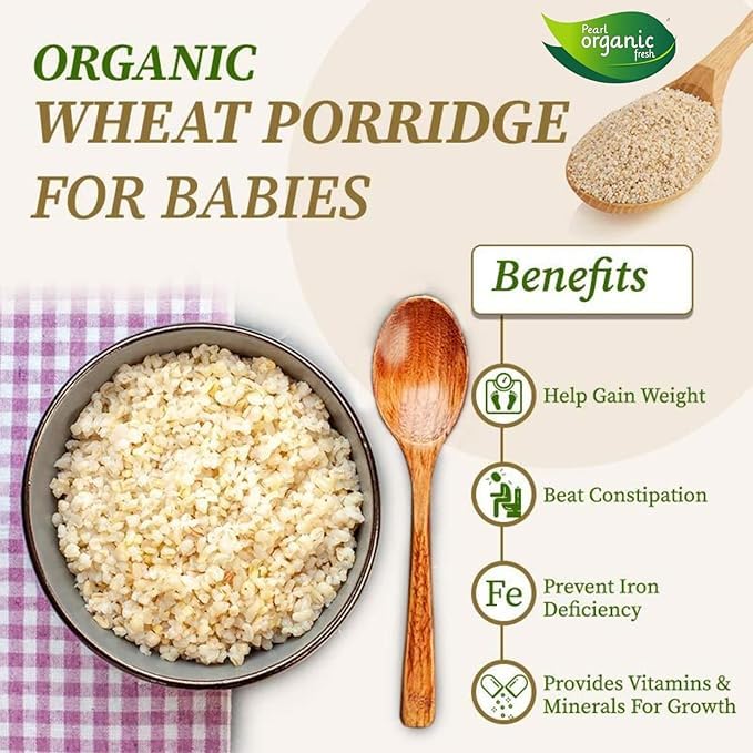 Image of Pearl Organic Fresh Organic Wheat Daliya Broken Wheat /Gehu 1Kg - Pearl Daliya High-Fiber & Protein-Rich Cereal | Easy to Digest, No Preservatives | Ideal for Upma, Khichdi, Porridge & Healthy Breakfast