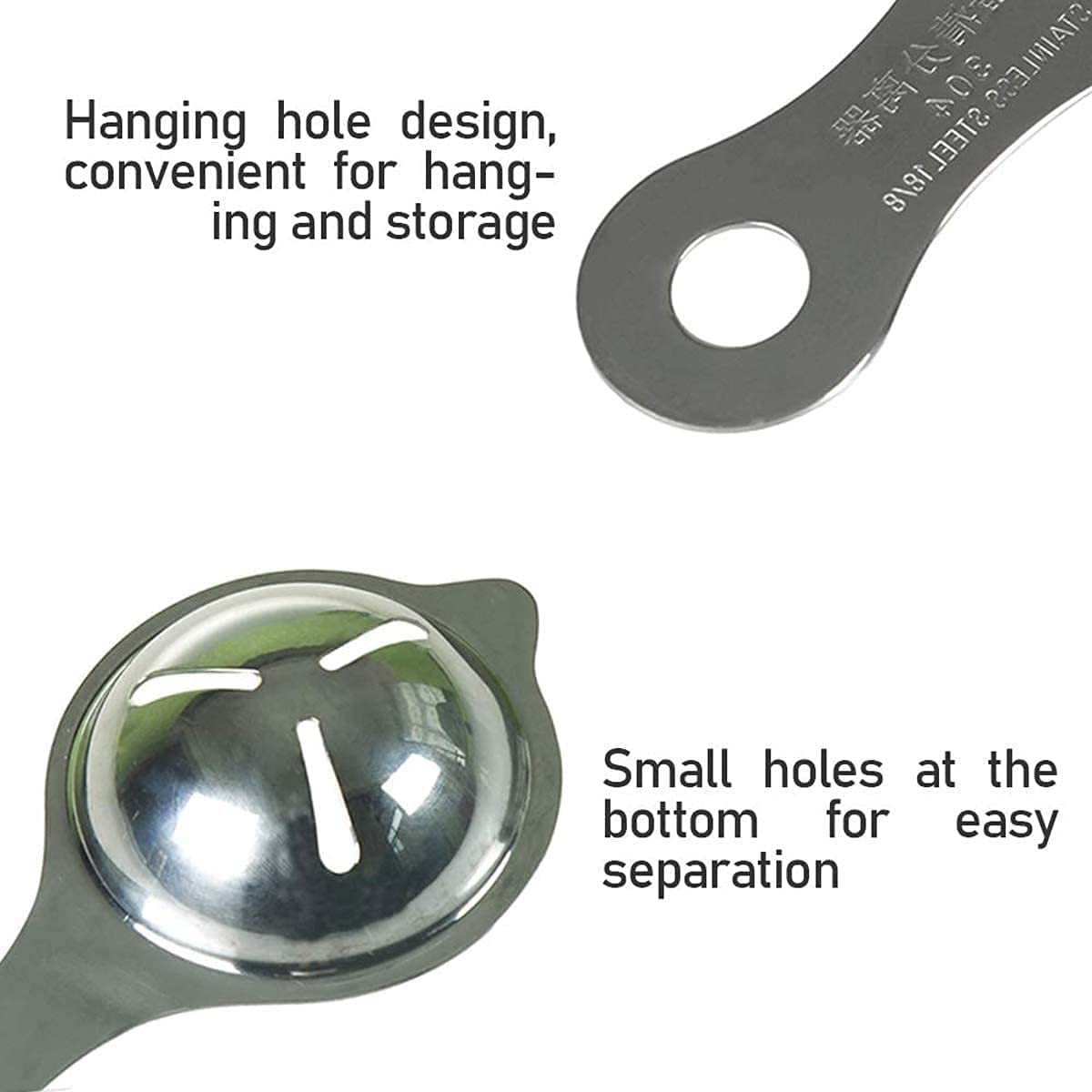 Netram Store 304 Stainless Steel Egg Yolk Separator Divider Spoon Professional Tool for Baking Cake Custards Mayonnaise and More (1 Pcs, Silver) 1