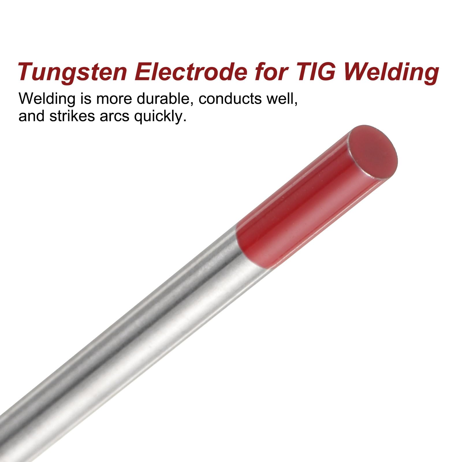 QUARKZMAN 10pcs Électrodes De Tungstène 1/8" x 7" 1.8-2.2% Rouge WT20 | Pour Soudage TIG, Pour Soudage Acier Inoxydable, Soudage Alliage Aluminium Magnésium Industrie Fabrication