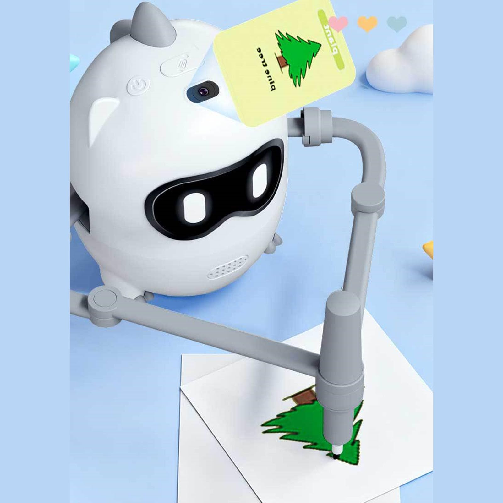 Robot de Dibujo Inteligente con reconocimiento de cámara, Juguete Educativo de Aprendizaje de Arte para niños, 100 Tarjetas de Patrones