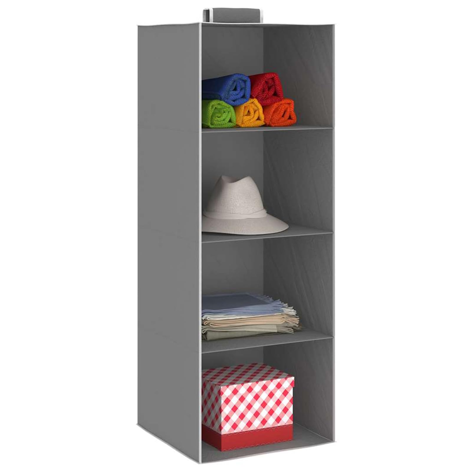 Homgoday Hängeaufbewahrung für Schränke 2 STK. mit 4 Fächern, Stoff, Grau und Weiß, 30x30x84 cm, Faltbare Kleiderorganizer für Kleidung, Handtücher und Accessoires 288324