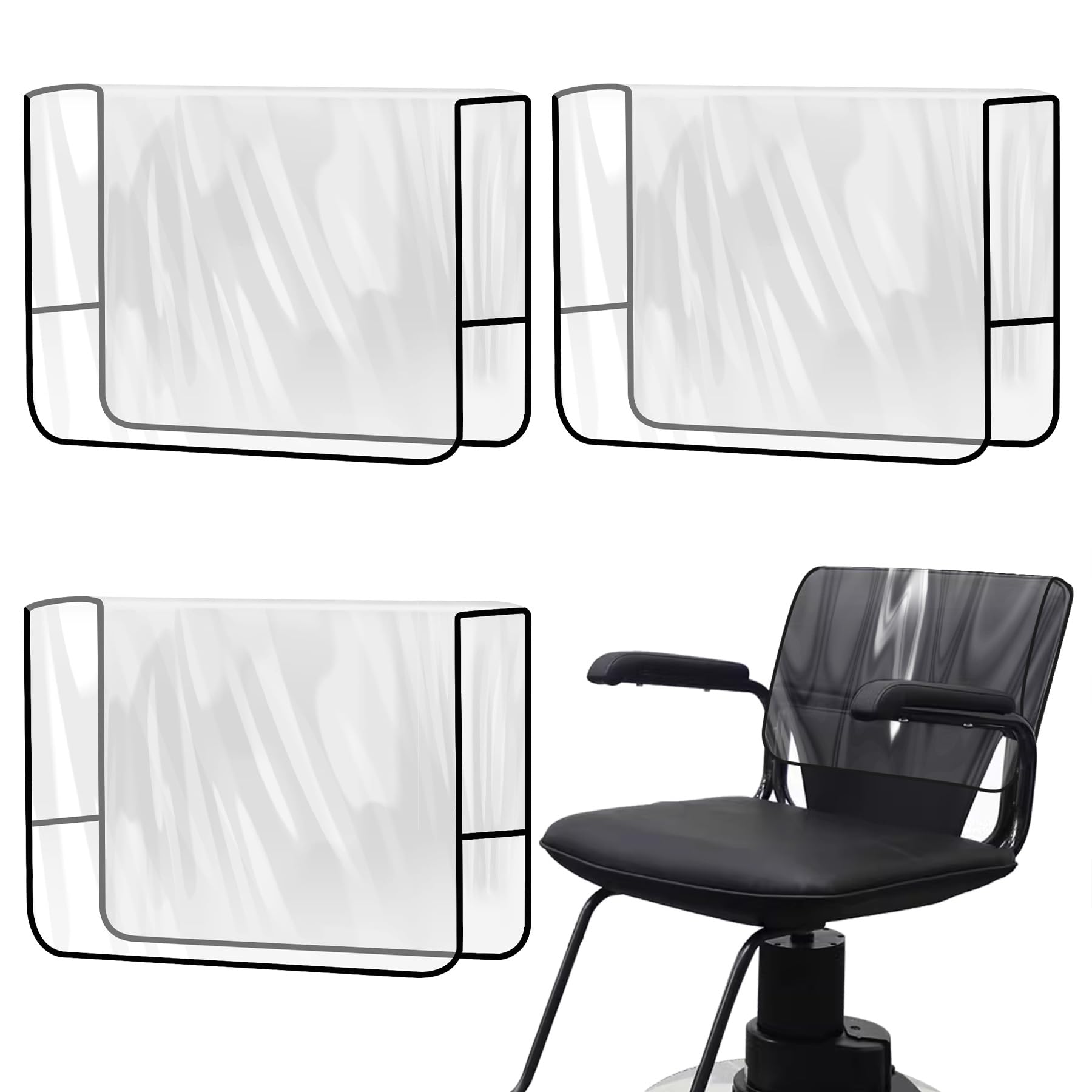 Salon Chair Cover Protectors,Clear Square Hairdressing Chair Back Covers for Fits Most Standard Chairs,Reinforced Precision Sewn Clear Covers to
