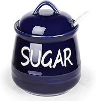 Vista 8 de HAOTOP Tazón de azúcar de porcelana con tapa y cuchara 12oz (Beige)