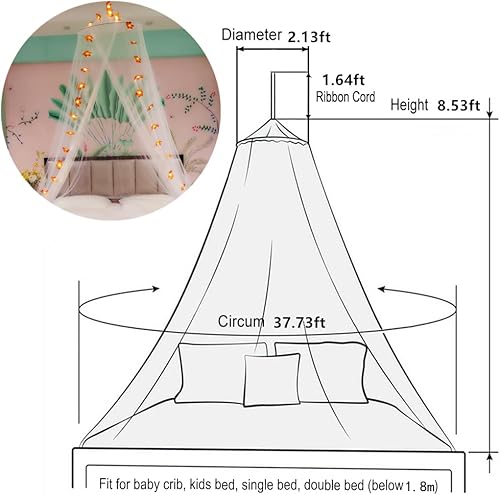 Vista 73 de Eimilaly Mosquitera para cama, toldo de cama para decoración de habitación de niñas, toldo colgante de protección contra insectos para adultos, Una