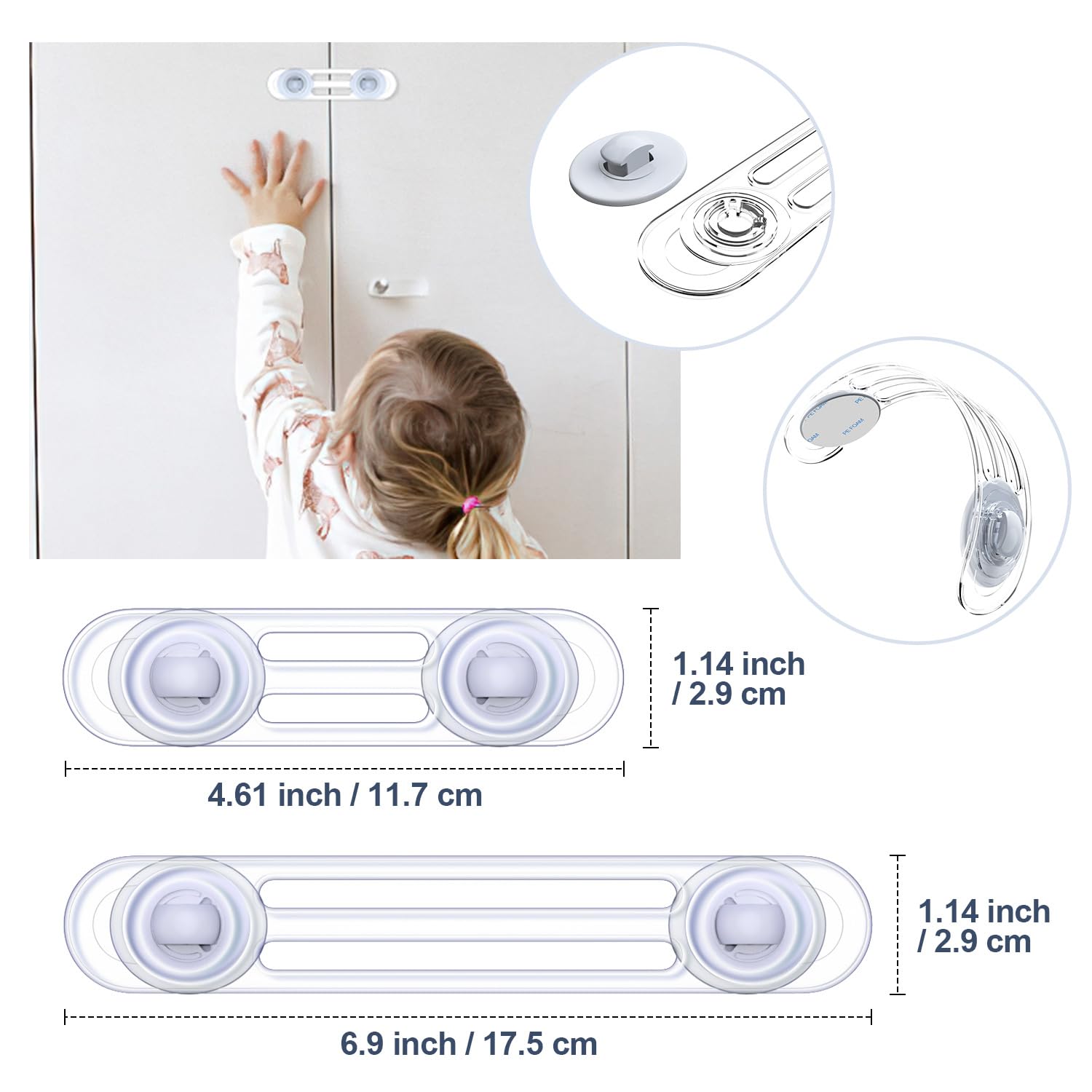 Kimsky Sécurité Bebe, Sécurité Enfant Porte, 12 Pièces Bloque Porte Fenêtre Securite Bébé, Bloque Porte Bébé Sans perçage pour Armoire, Toilette, Frigo, Four, Réfrigérateur (Transparent)