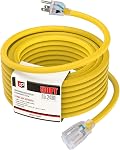EP 15Ft 14/3 Lighted Outdoor Extension Cord - 14 Gauge 3 Prong SJTW Heavy Duty Black Extension Cable with 3 Prong Grounded Plug for Safety,Great for Garden and Major Appliances,UL Listed