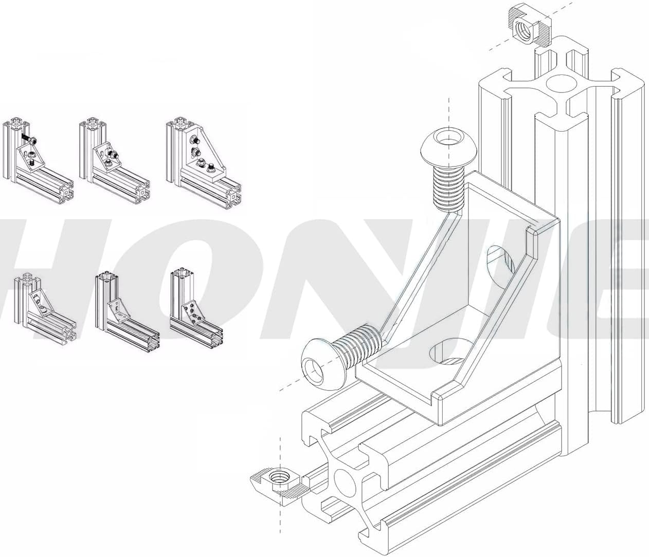 100Pcs 3030 Series Sliding M3 T Slot Nut Hammer Head Fastener Nut M6x15.5x8mm for Aluminum Profile